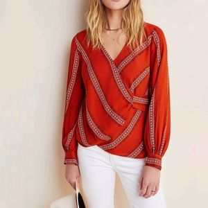 Maeve by Anthropologie Nora Surplice Blouse